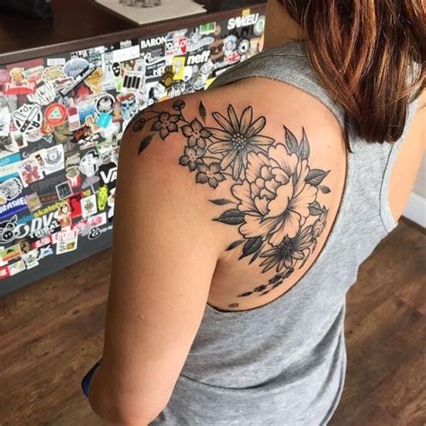 back shoulder tattoo for women|shoulder sleeve tattoo female.